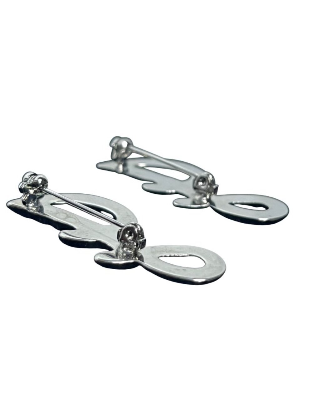 Two Silver Tone Initial J Brooches With Rhinestone Accents (6554) - Picture 4 of 4